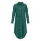 thumbnail image 4 of Puntoco Vestido Camisero De Mujer De Color Liso Con Solapa Y Cordón, Vestido De Algodón Y Lino Verde Xxxxxl,Regalos Para Mujer Joven, 4 of 8
