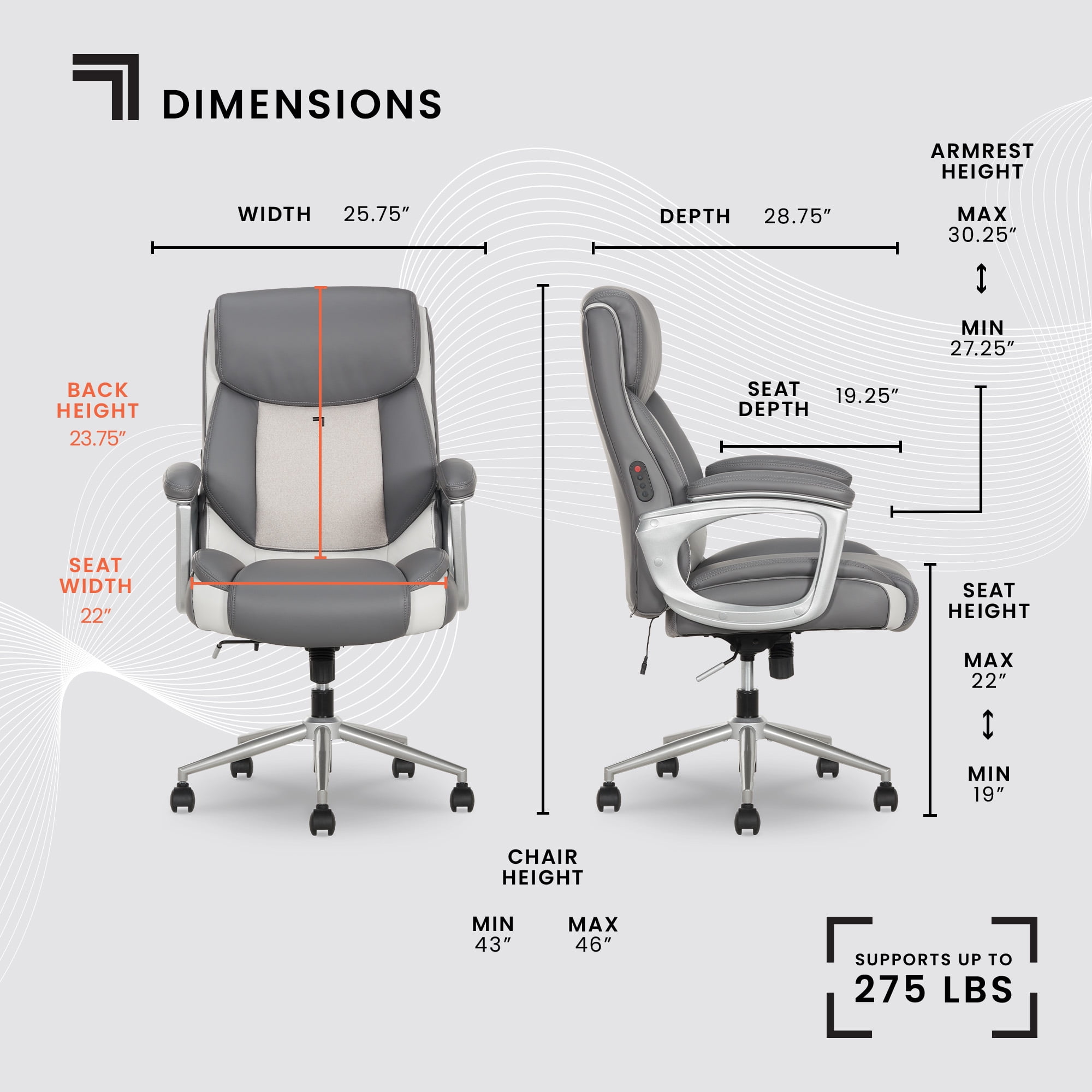 Sharper Image S-120 Massage and Heat Office Chair, Gray/White