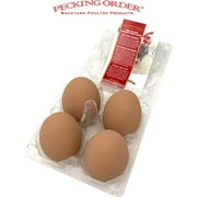 Pecking Order Ceramic Nest Brown Eggs 4-Pack, for Chicken Coops. Regular Size.