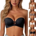 thumbnail image 3 of FUZHIQ Strapless Bra for Women Wireless Front Closure Push up Padded Non Tube Jelly Bra, Convertible Strapless Bras, 3 of 7