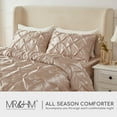 thumbnail image 6 of MR&HM Satin Comforter King Set 3pcs, Pintuck Beddding Sets with Comforter and 2 Pillow Shams, Soft Fluffy Silky Comforter for All Season (King, Champagne), 6 of 8