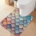 thumbnail image 2 of Yayeee Bath Rugs for Bathroom Floor Set of 2 Non Slip Fluffy Soft Absorbent Mat, Blue Art Pattern, 2 of 7