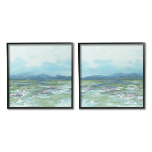 Stupell Industries Stormy Mountain Landscape Landscape Painting Black Framed Art Print Wall Art, 12 x 12, Set of 2