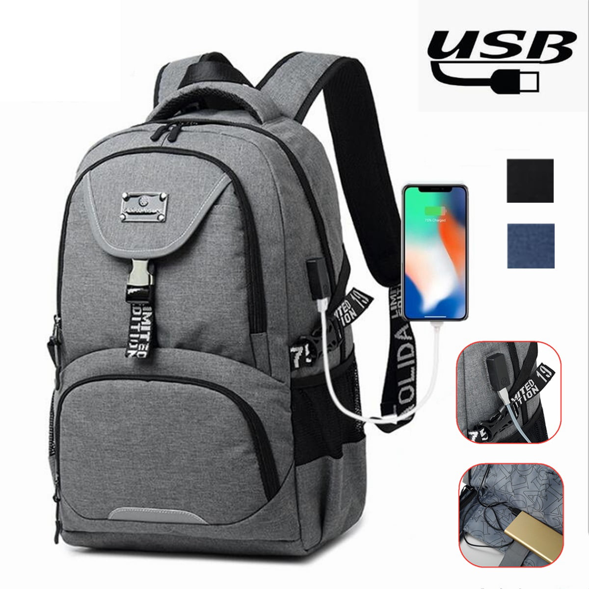 Mens Laptop Backpack Multifunctional Outdoor Travel Bag Teenager Usb Charging Escola