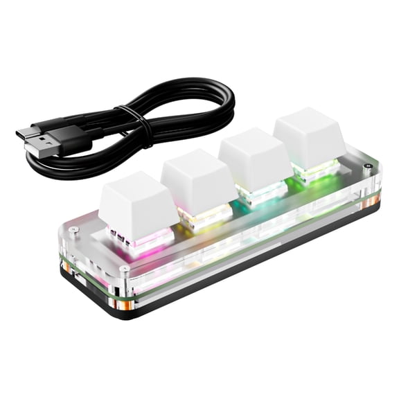 Customizable 4 Key Macro Pad Programmable Keyboards Copy Paste Shortcut Key for E-sports Game Mechanical Mini Keypad