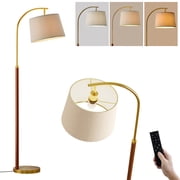 Oneach 63 MDF Arc Gold Floor Lamp Floor Lamp with Lamp Shade, Farmhouse Standing Lamp with Remote Control, dimmable bulb Switch for Bedroom, Living Room, Office, Decor