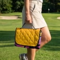 thumbnail image 4 of COEQINE Quilted Golf Cart Seat Blanket Cover, Includes Handle for Carrying When Folded, Universal Fit for EZGO Yamaha Club Car 2-Seaters, 4-Pocket Design, Tropical Palm Gradient Golf Ball, 4 of 8