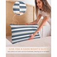 thumbnail image 5 of Haze Blue Stripe Pillow Cases Standard Size Set of 2, Smooth Satin Pillowcase for Hair and Skin, Farmhouse Blue Gray Striped Decorative Cooling Bed Pillow Covers with Zipper, 20x26 Inches, 5 of 5