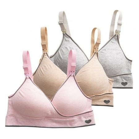 

Popvcly Women Nursing Bra V-neck Wireless Sleeping Bralette for Breastfeeding with Removable Padded Modal Maternity Bra 3-Pack