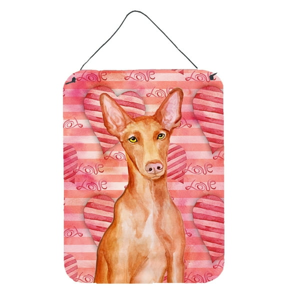 Carolines Treasures BB9802DS1216 Pharaoh Hound Love Wall or Door Hanging Prints Red 12WX16H multicolor