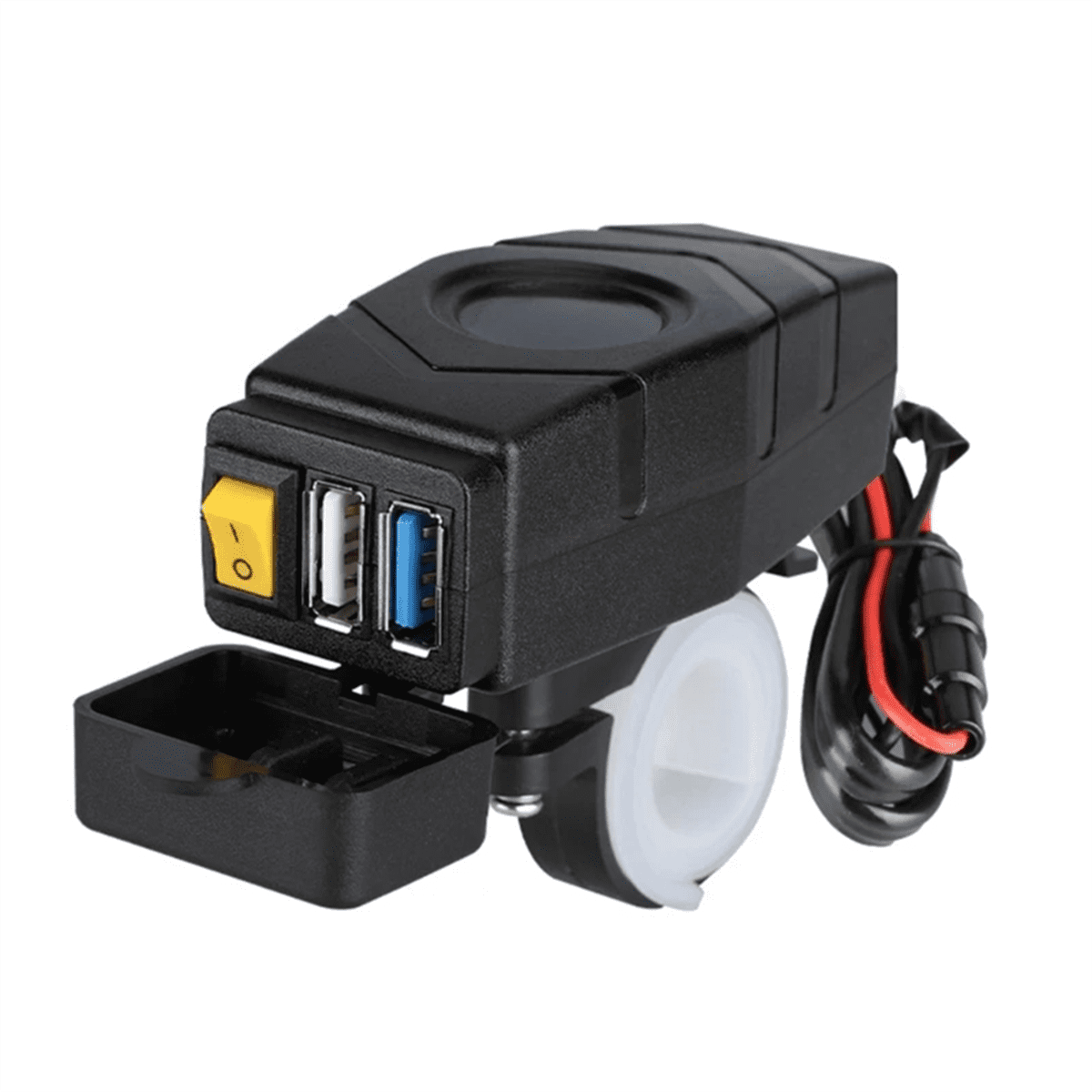 Laroal Chargeur USB pour guidon de vélo électrique C1FB 20-80 V 24 V 36 V 48 V 60 V QC3.0 Adaptateur de charge rapide avec lumière bleue Compatibilité étanche pour vélo électrique