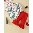 thumbnail image 3 of Qiylii Christmas Baby Girls Clothes Set, Santa Claus Pattern Romper+Flare Pants Outfit, 3 of 8