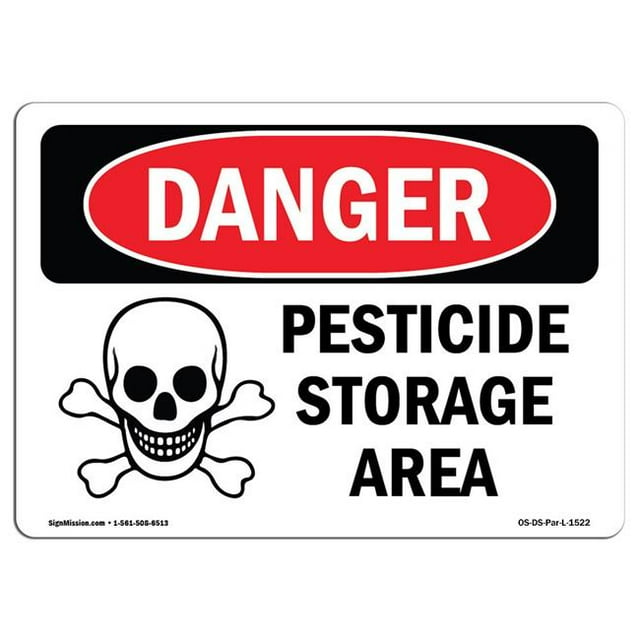 SignMission OS-DS-A-1218-L-1522 Panneau de Danger OSHA 12 x 18 Po - Zone de Stockage de Pesticides