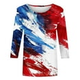 thumbnail image 4 of 4Th of July Tops for Women American Flag Print Tee Shirt Loose Fit Short Sleeve V Neck Casual Tunic Blouse, 4 of 4