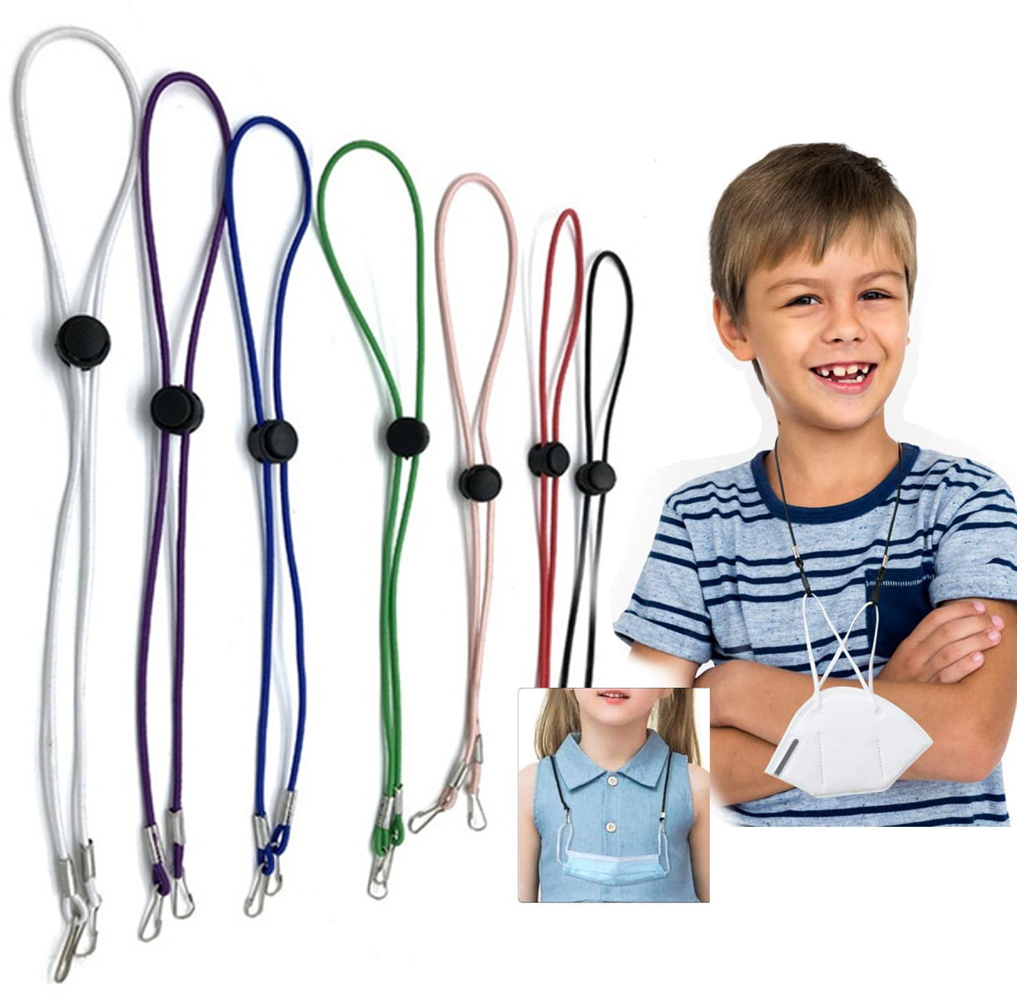 8PCS Lanyard for Kids Adjustable Lanyard Convenient Neck Lanyard Mask Strap Extenders Handy Comfortable with Safety Breakaway Clasp for School Outdoor Sport 