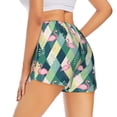 thumbnail image 2 of Uemuo Flamingo Pattern Women's Athletic Shorts High Waisted Running Shorts with Liner Pockets Gym Elastic Workout Shorts-XX-Large, 2 of 9