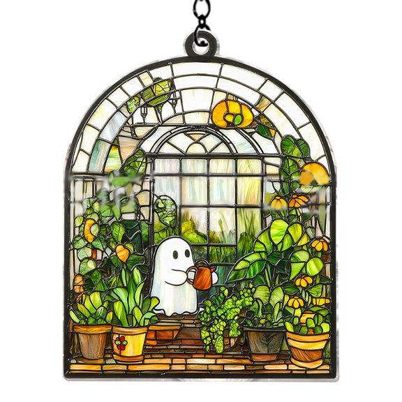 ZMKIAG Halloween Hanging Decoration - Acrylic Cute Ghost Decor - Non-scary Fall Festival Art for Windows, Glass Doors, Home Classroom - Easy Peel & Reuse Halloween Party Supplies