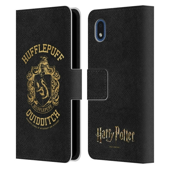 Head Case Designs Officially Licensed Harry Potter Deathly Hallows X Hufflepuff Quidditch Leather Book Wallet Case Cover Compatible with Samsung Galaxy A01 Core (2020)