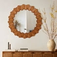 thumbnail image 3 of LuxenHome Pine Wood Frame 35-Inch Round Wall Mirror, 3 of 9