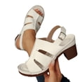 thumbnail image 4 of Abomasnow Platform Wedge Sandals for Women 2026 Summer Ankle Strap Open Toe Sandals Chunky Block Heels Hollow Out Shoes, 4 of 9