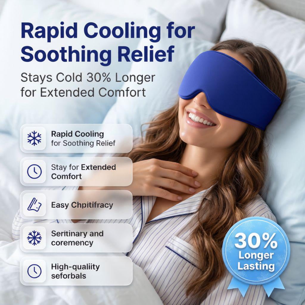 FACEMOON Reusable Cooling Gel Eye Mask, Solid Color, Unscented, Soft Plush Backing, Sleep & Relaxation