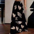 thumbnail image 6 of Floral Tiered Palazzo Pants for Women - High Waist Elastic Wide Leg Trousers, Flowy Boho Beach Bottoms for Women's Summer Vacation & Resort Wear Khaki S, 6 of 8