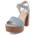 thumbnail image 2 of Soda Women Block Chunky Stacked High Heels Sandals Open Toe Platform Ankle Strap Band OPTIONS-S Blue Denim 5.5, 2 of 5