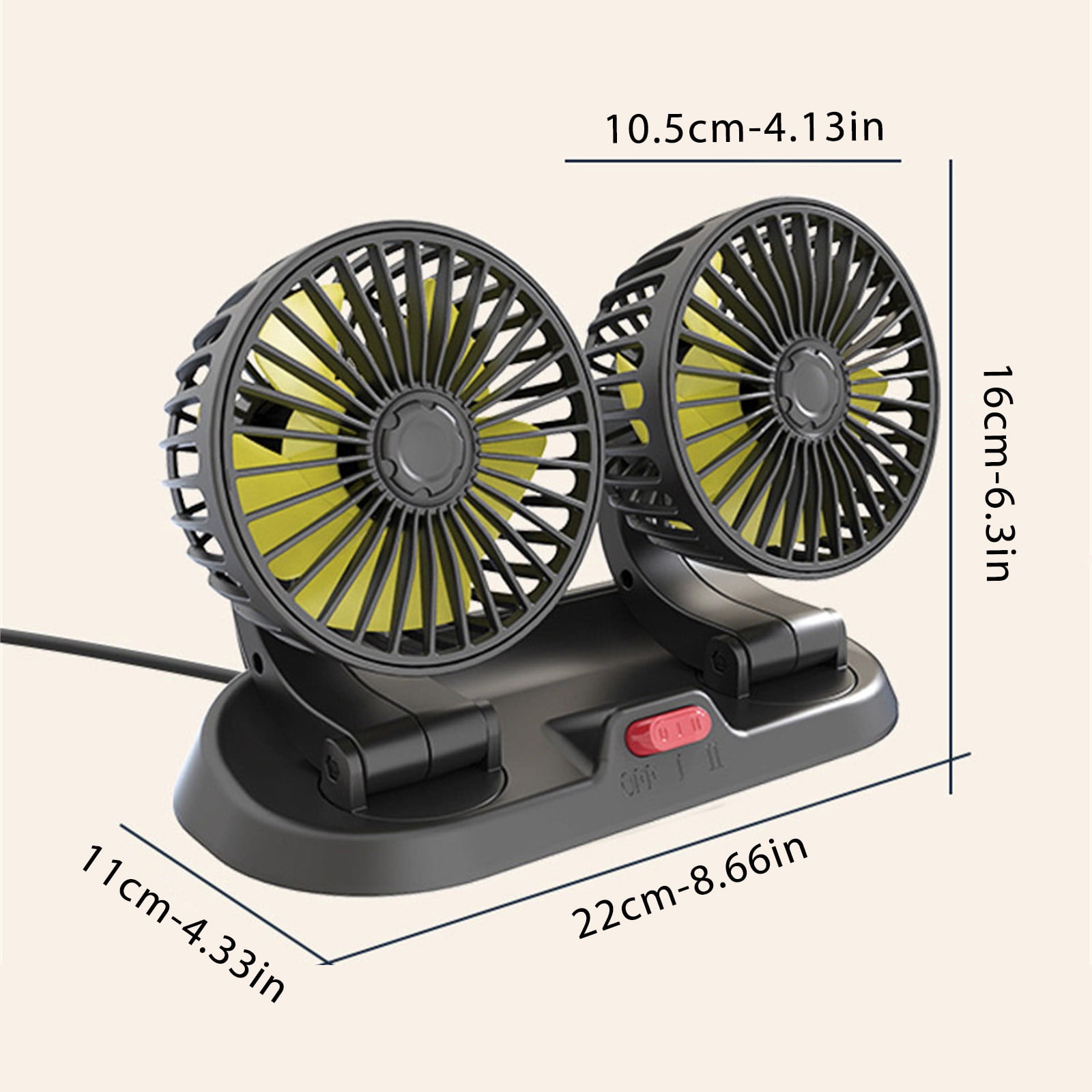 Car Fans That Blow Cold Air USB, Dual Head USB Fan for Car, Portable Vehicle Cooling Fan with LED Lights - 2 Speeds, 360° Rotation For/Home/Office/Car Dashboard Suv, Rv, Truck, Sedan, USB Powered