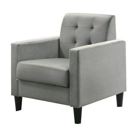 Hale Light Gray Velvet Accent Armchair with Tufting