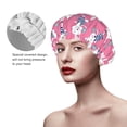 thumbnail image 2 of Yiaed Rabbit Holding Flowers Print Reusable Shower Cap & Bath Cap & Lined, Oversized Waterproof Shower Caps Designed for all Hair Lengths, 2 of 7