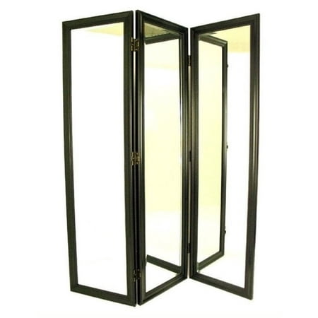 UPC 684357000069 product image for Bowery Hill Mirror Dressing Room Divider in Black | upcitemdb.com