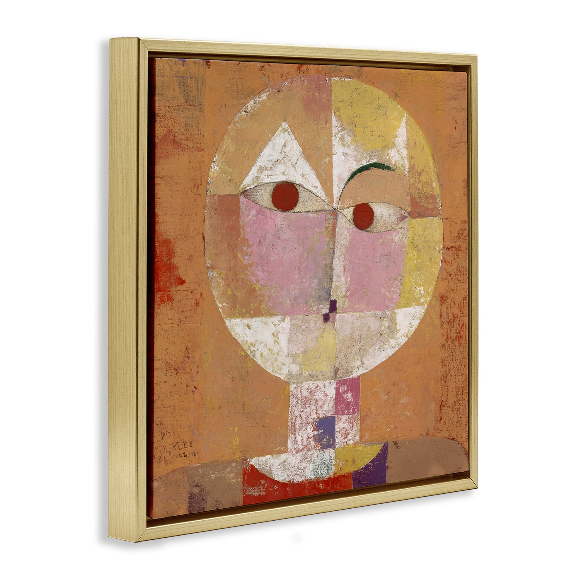 Stupell Industries Classic Senecio Paul Klee Abstract Painting Gold Floater Framed Canvas Art Print Wall Art, 25 x 25