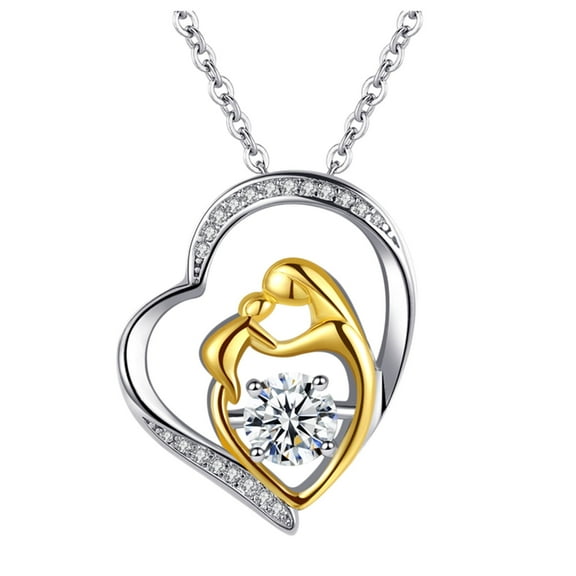 Necklaces & Pendants Gifts for Mum Sterling Silver Mother Daughter Love Heart Necklace Pendant (Gold )