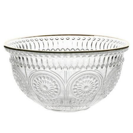 

1pc Retro Embossed Glass Bowl Food Serving Bowl Exquisite Dessert Bowl