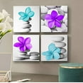 thumbnail image 2 of -Modern Wall Art Pictures Flowers and Pebble Stone Zen Canvas Art Teal Purple Grey Decor(Teal Purple), 2 of 2