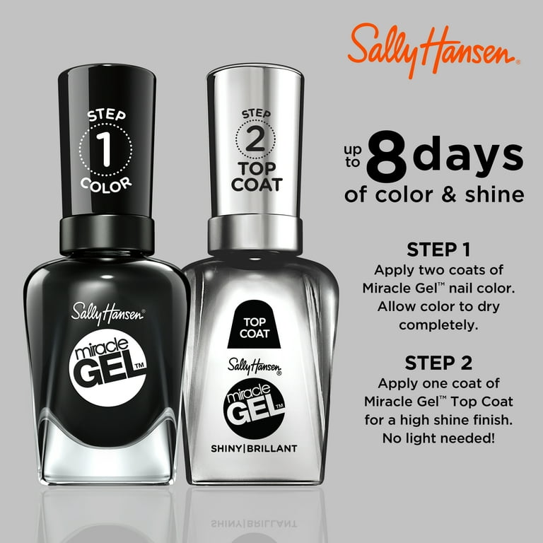 Sally Hansen Top Coat Duo Miracle Gel Nail Polish, Onyx-Pected