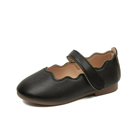 

ANXINDAXZ Girls Shoes Wave Mary Jane Shoes for Baby Girl Kids Flats Children Single Shoes Basic Ballet Flats Black White Spring Autumn