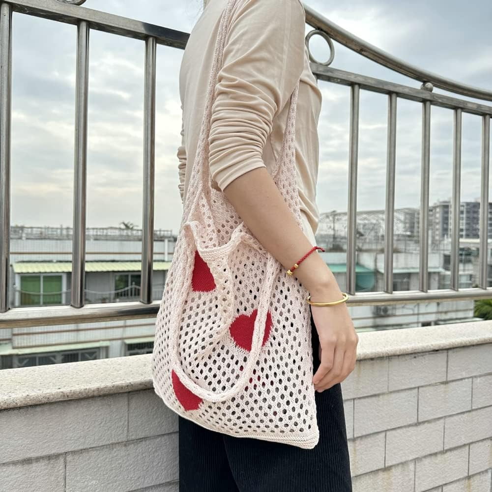 Kukuzhu Crochet Hobo Bag Women Large Hollow Beach Bag Stylish Shoulder Bag Tote for Work School Travel
