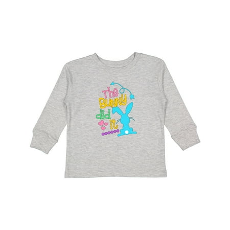 

Inktastic The Bunny Did It Easter Humor with Blue Bunny Silhouette Gift Toddler Boy or Toddler Girl Long Sleeve T-Shirt