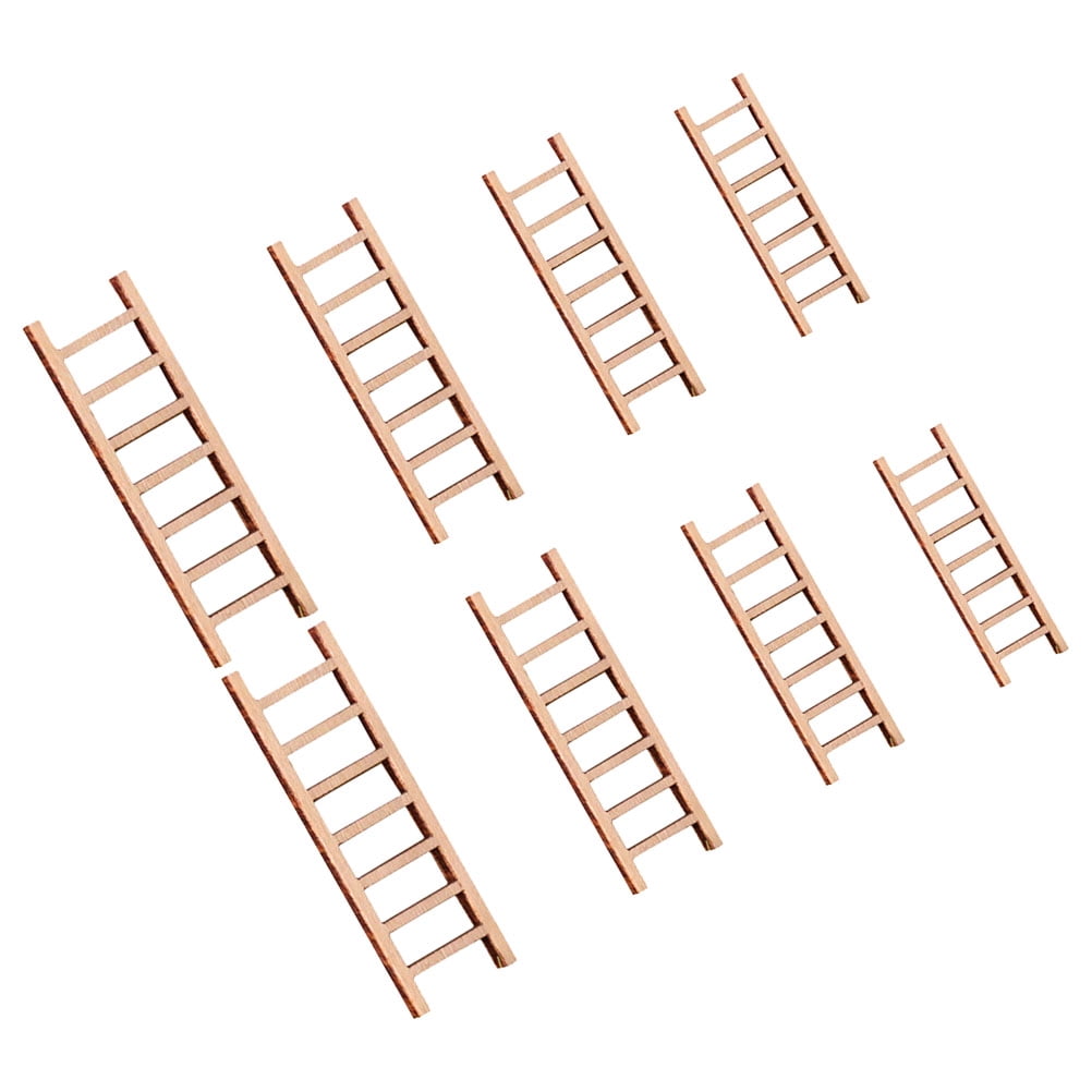 AURARMLET 8Pcs Miniature Ladder in Khaki for Mini Furniture Enthusiasts