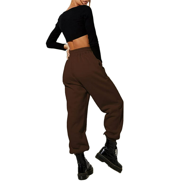 Gwiyeopda Sweatpants for Women Cinch Bottom High Waist Jogger Pants Trousers