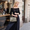 thumbnail image 5 of FORMRS Women Crossbody Purse with Chain Strap Vegan Leather Shoulder Handbag, Black Lines, 5 of 7