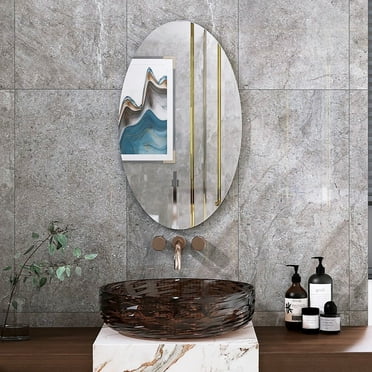 Organizedlife Vanity Mirror with Frameless Oval Wall Mount,Bathroom Mirror,Makeup Mirror for Bathroom, Living Room, Bedroom or Any Other Room