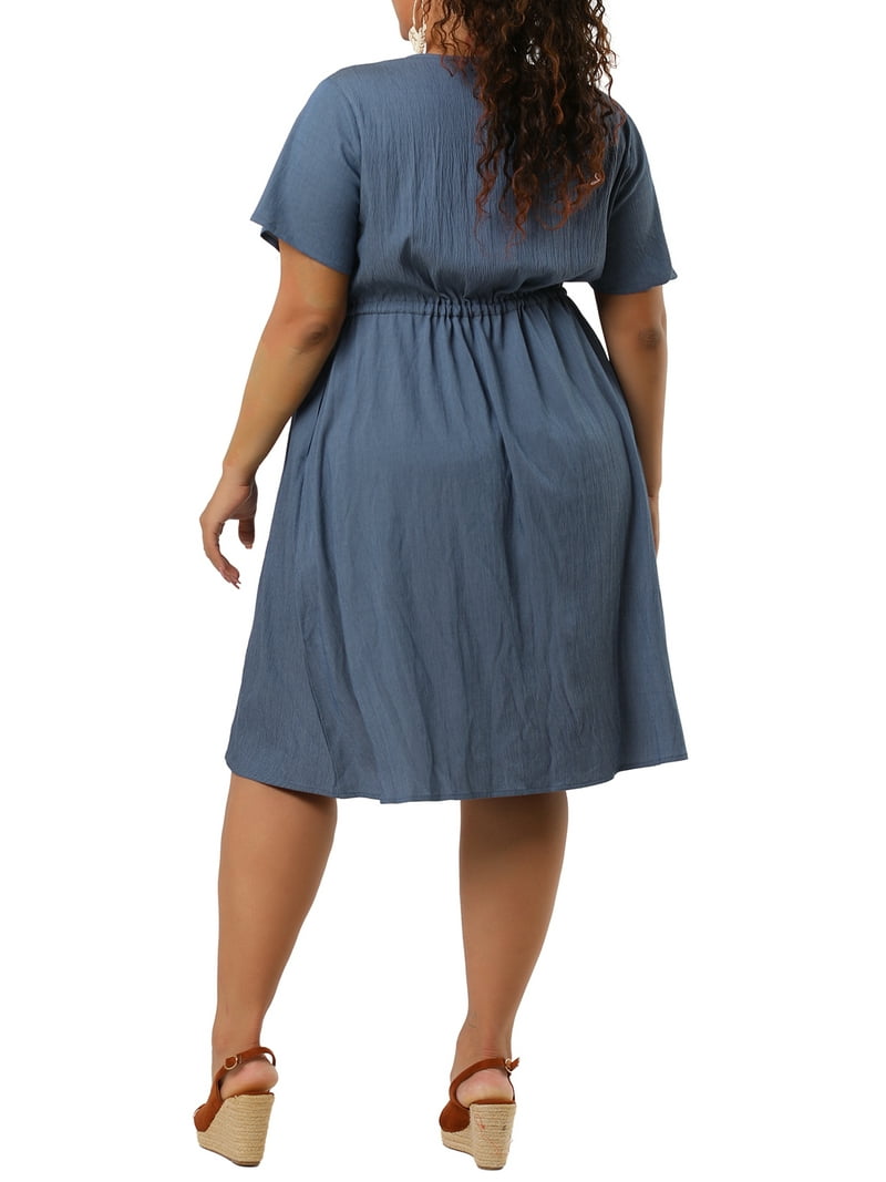 unique denim dresses Tiered Dress with some room in the bust depending on cut Bargains women's Plus V Neck
