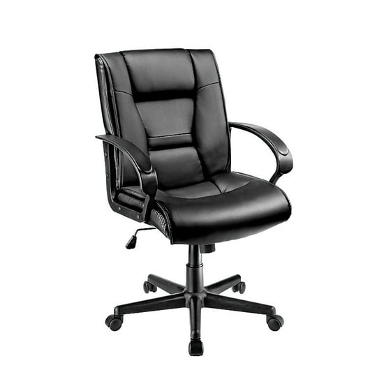 Bon Studio Ruzzi Mid Back Vinyl Chair 38 41 3 4 H X 24 1 2 W 27 6 D Black