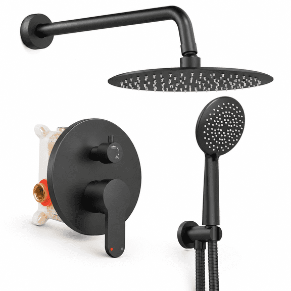 Shower System 10" Faucet Set With Handheld Matte Black