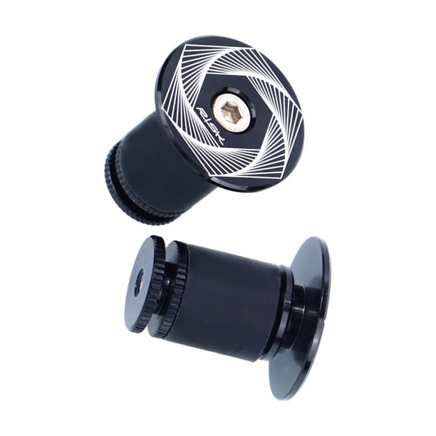 2 piezas de tapones de extremo de barra de bicicleta de aluminio duraderos , Patrón de remolino negro Sharpla Tapones de extremo de barra de manillar