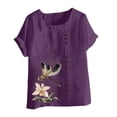 thumbnail image 4 of Vmvidoty Womens Round Neck Short Sleeve Shirts Soft Plus Size T Shirts Basic Tees for 2026 Spring and Summer Purple S, 4 of 5