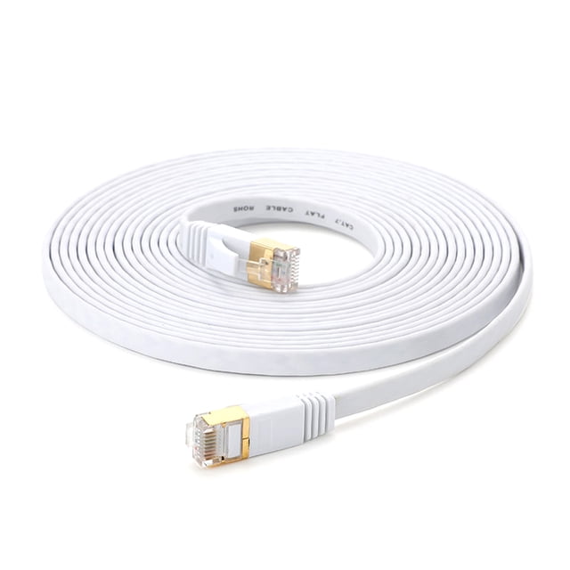 TFixol Cat 7 Ethernet Cable 32AWG Oxygen-free Copper 10Gbps High Speed 600Mhz Bandwidth Flat Internet Network LAN Patch Cord, White 25m