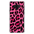 thumbnail image 1 of DistinctInk Clear Shockproof Hybrid Case for Samsung Galaxy Note 9 - TPU Bumper, Acrylic Back, Tempered Glass Screen Protector - Hot Pink Black Leopard Skin Spots, 1 of 5